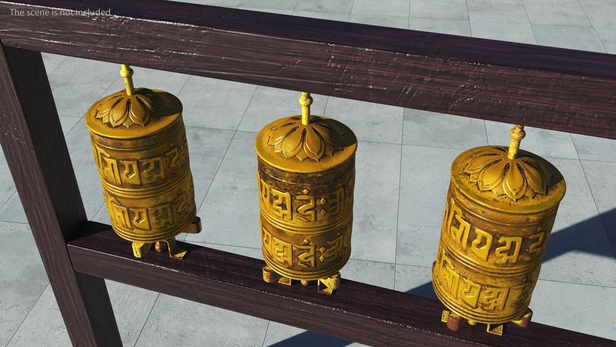 Gold Prayer Wheel 3D