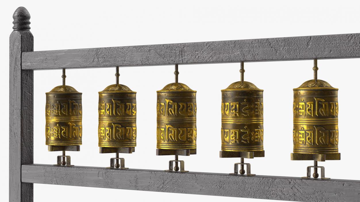 Gold Prayer Wheel 3D