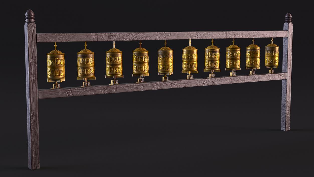 Gold Prayer Wheel 3D