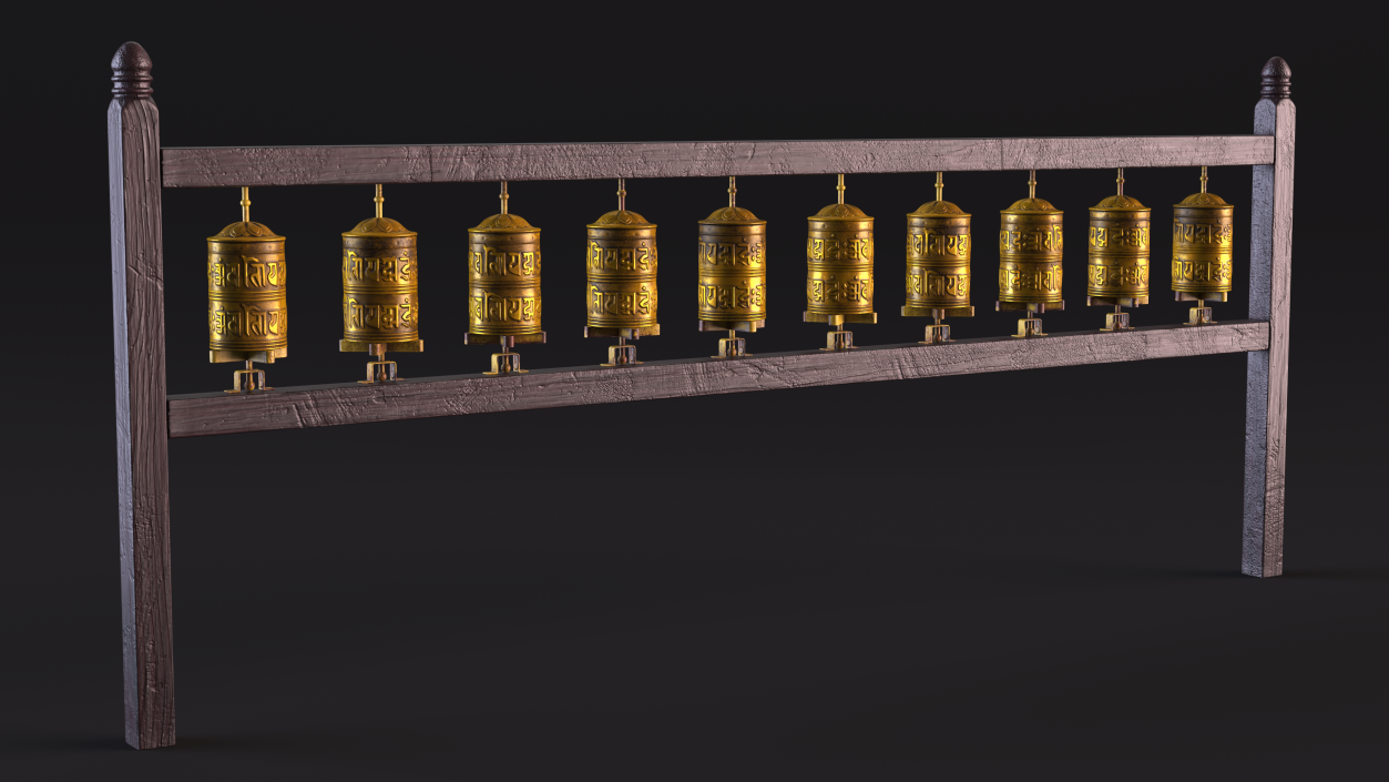 Gold Prayer Wheel 3D