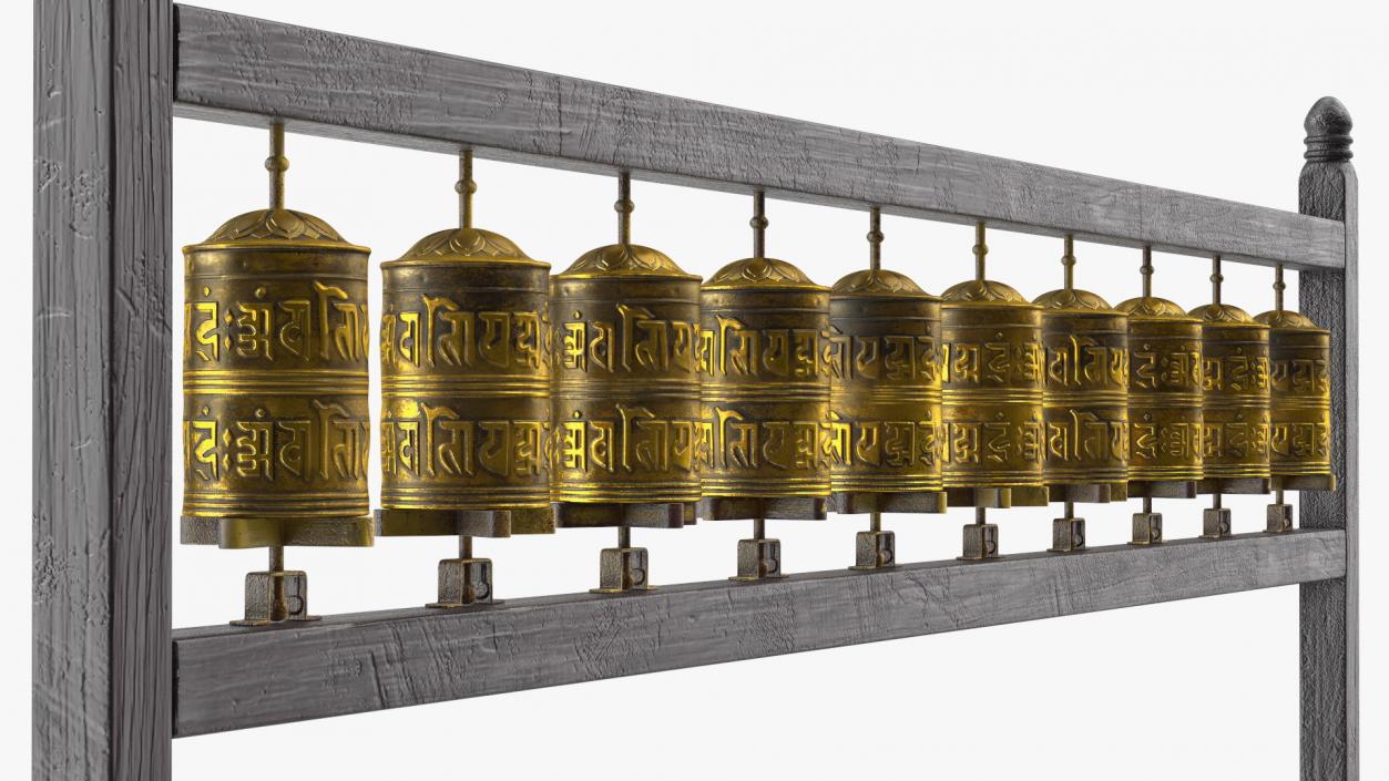 Gold Prayer Wheel 3D