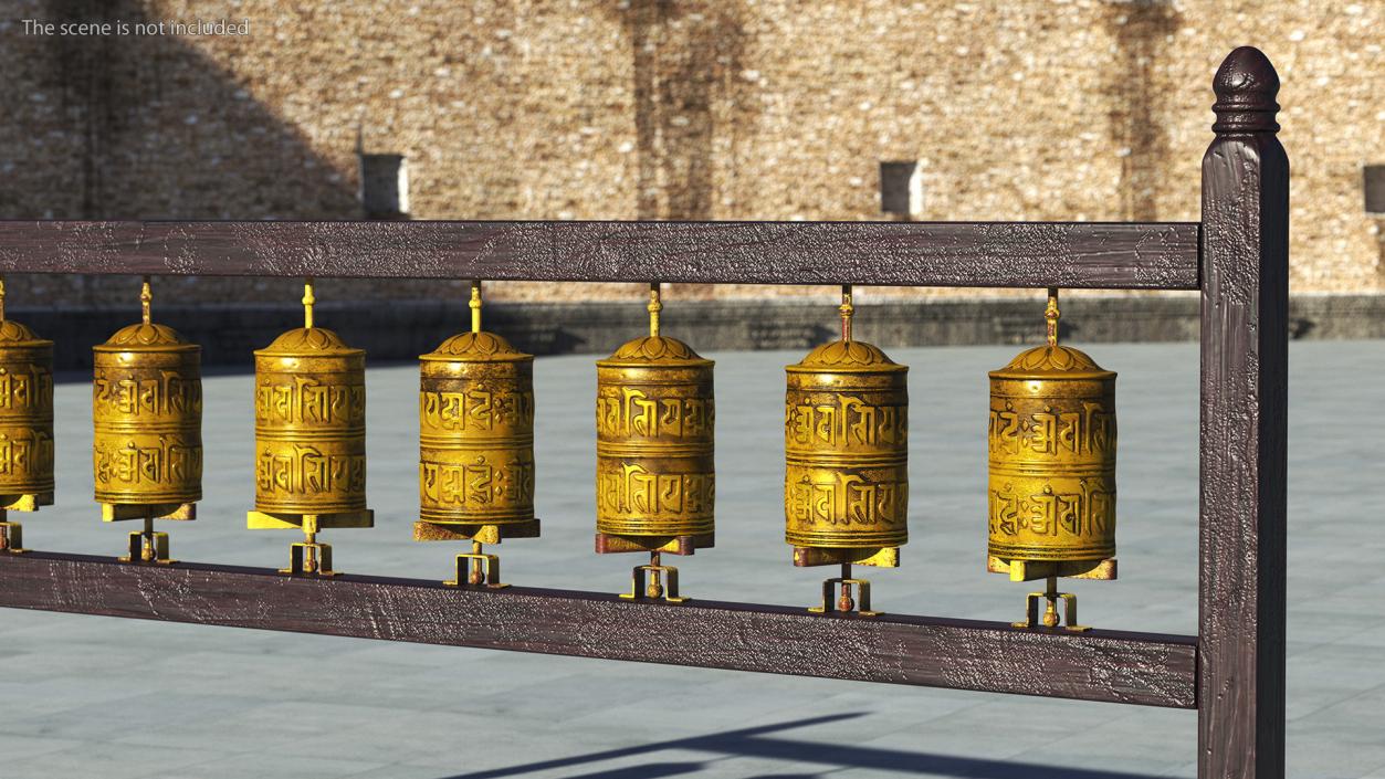 Gold Prayer Wheel 3D