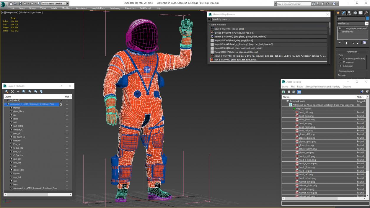 Astronaut in ACES Spacesuit Greetings Pose 3D