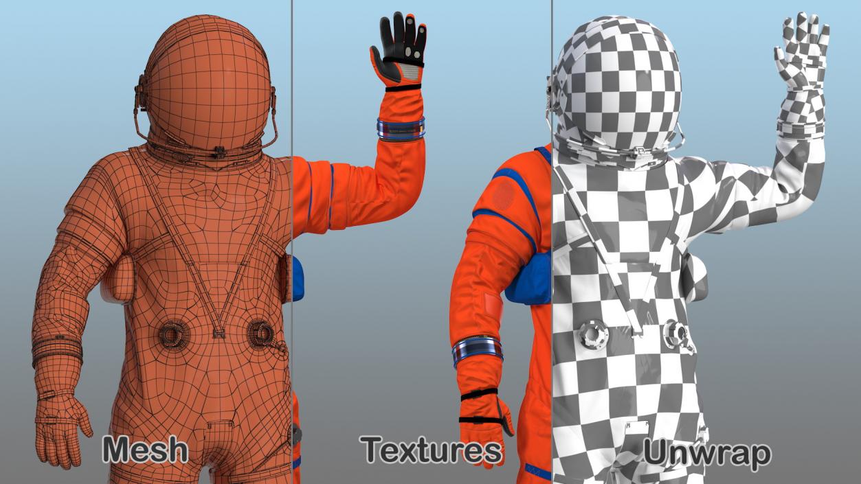 Astronaut in ACES Spacesuit Greetings Pose 3D