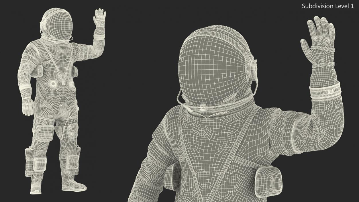 Astronaut in ACES Spacesuit Greetings Pose 3D