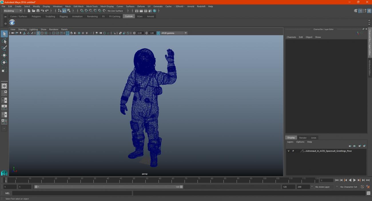 Astronaut in ACES Spacesuit Greetings Pose 3D