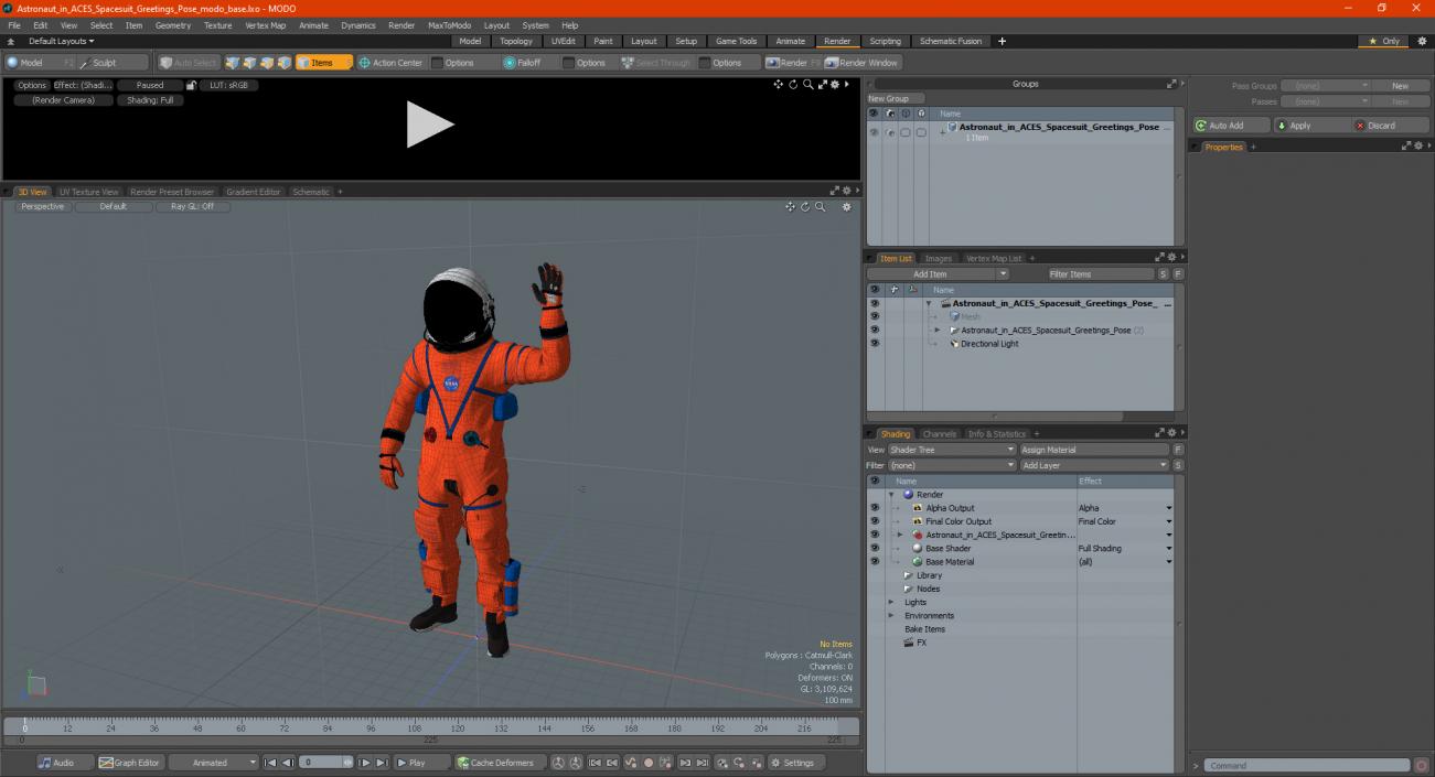 Astronaut in ACES Spacesuit Greetings Pose 3D