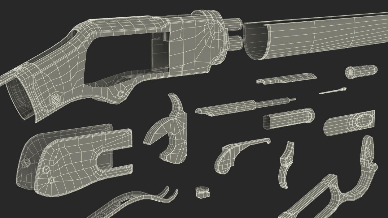 3D model Engraved Winchester Model 1873 Silvered Case Rigged for Maya