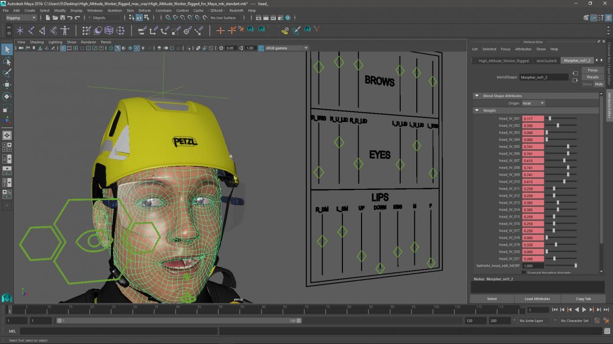 3D High Altitude Worker Rigged for Maya