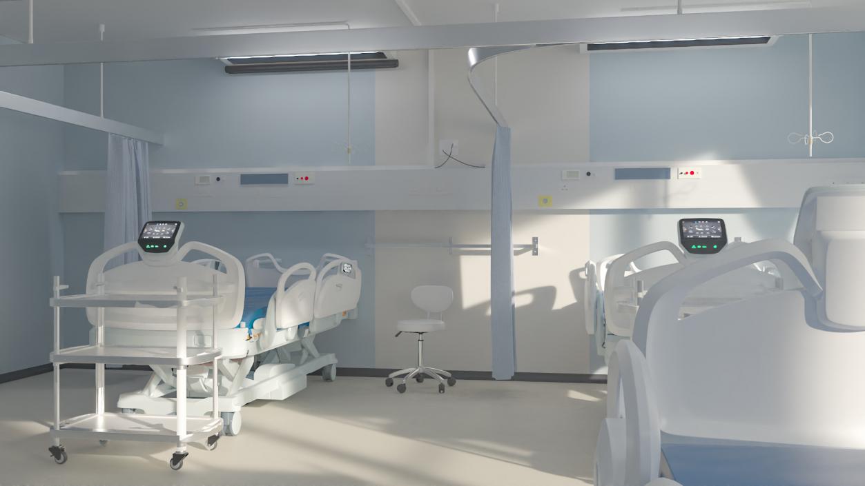 3D Four People Hospital Room Interior 2