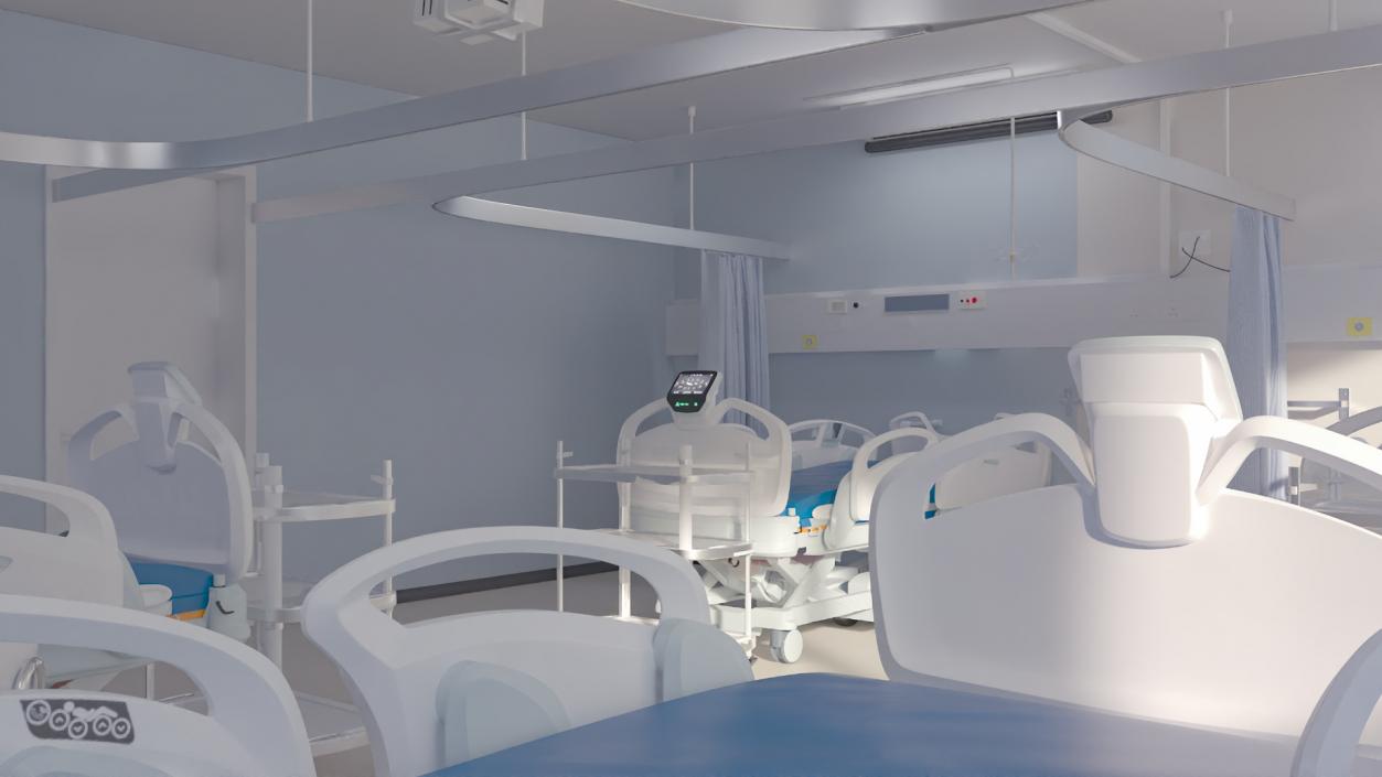 3D Four People Hospital Room Interior 2