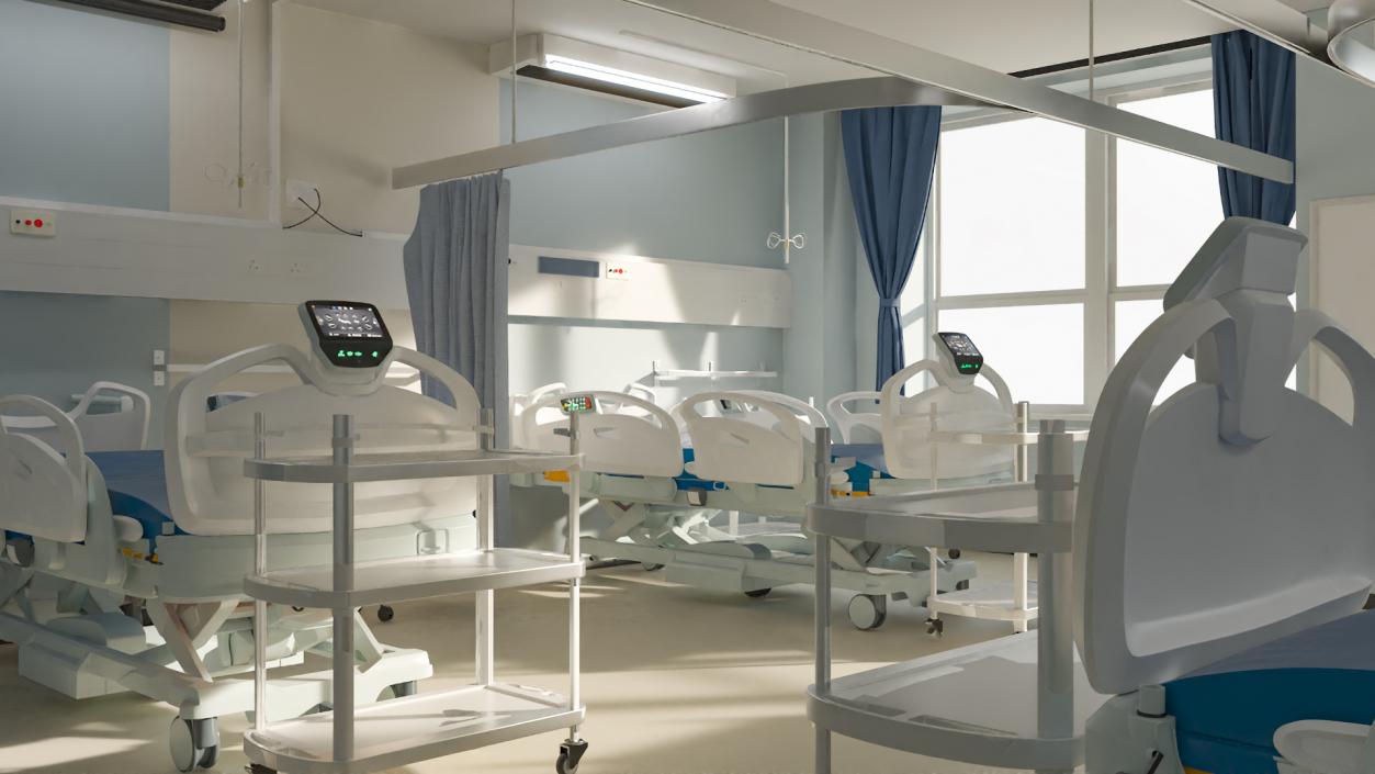 3D Four People Hospital Room Interior 2