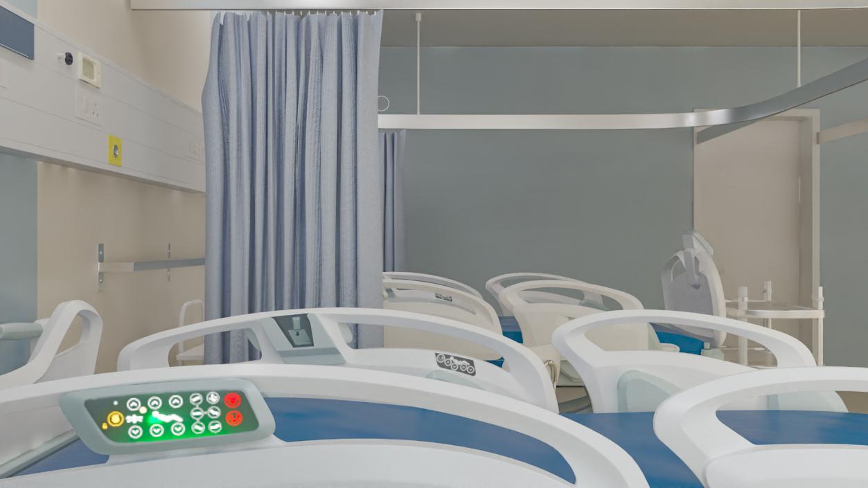 3D Four People Hospital Room Interior 2