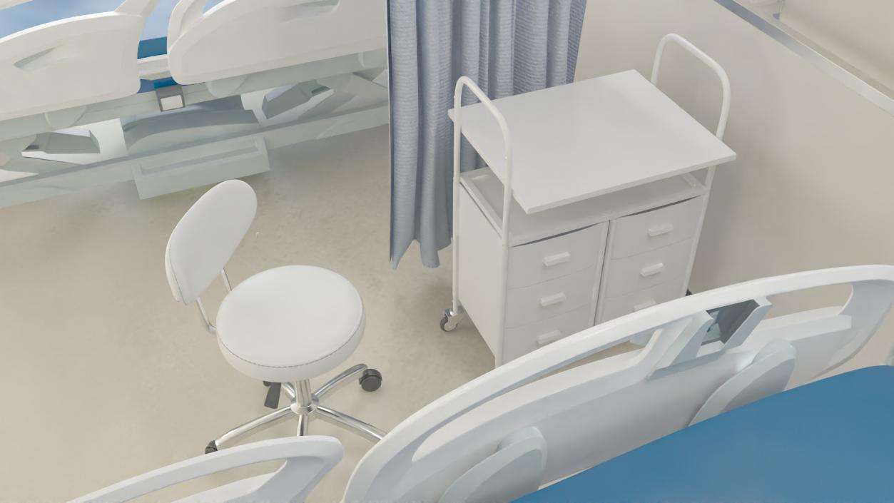 3D Four People Hospital Room Interior 2