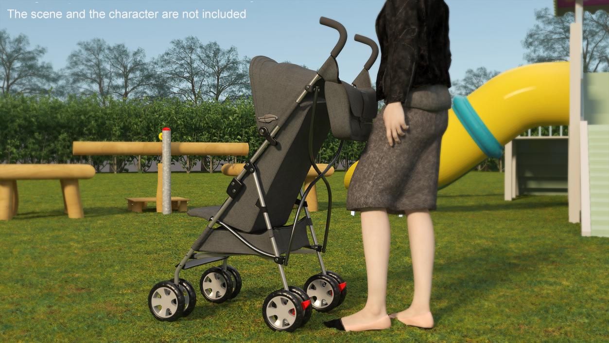 Lightweight Compact Baby Stroller With Bag 3D