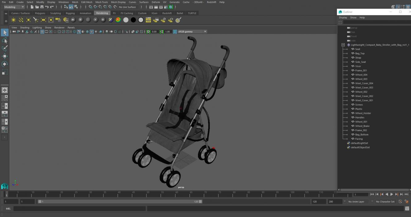 Lightweight Compact Baby Stroller With Bag 3D