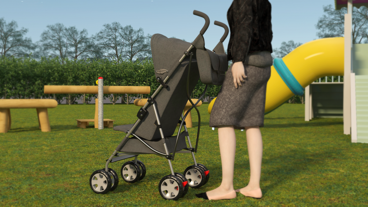 Lightweight Compact Baby Stroller With Bag 3D