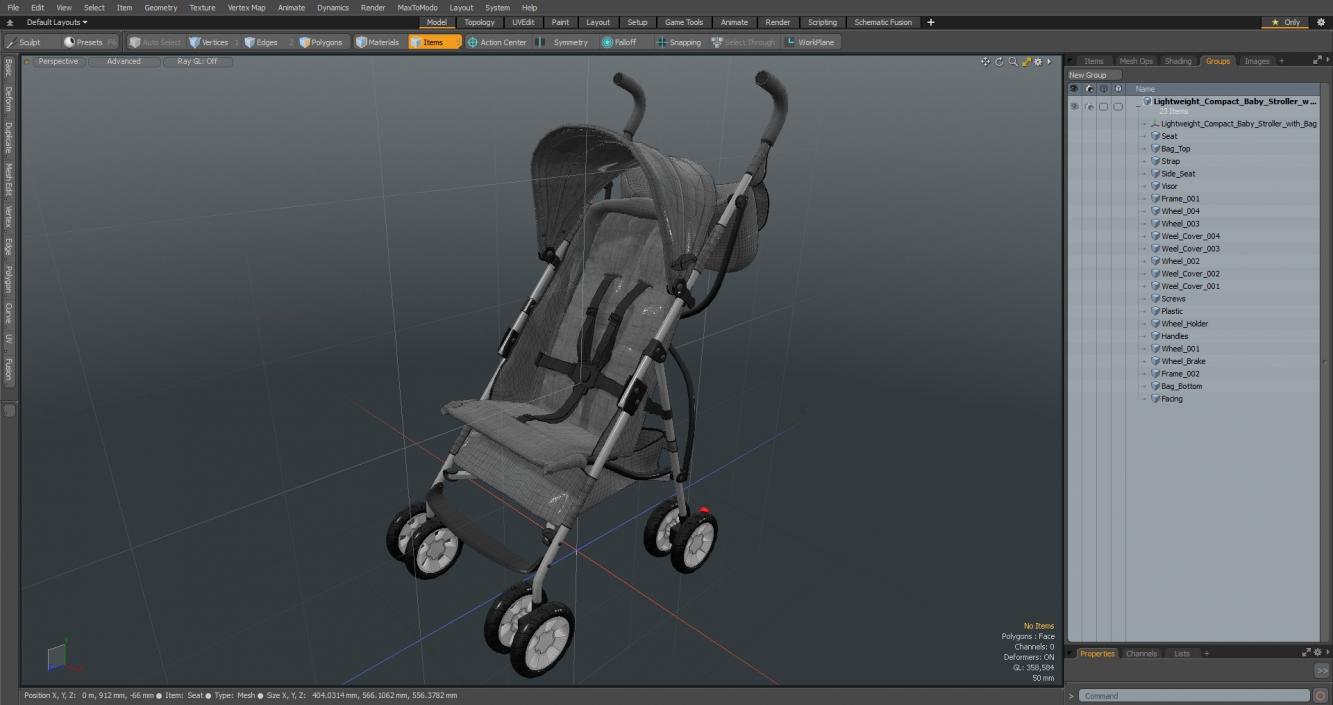 Lightweight Compact Baby Stroller With Bag 3D