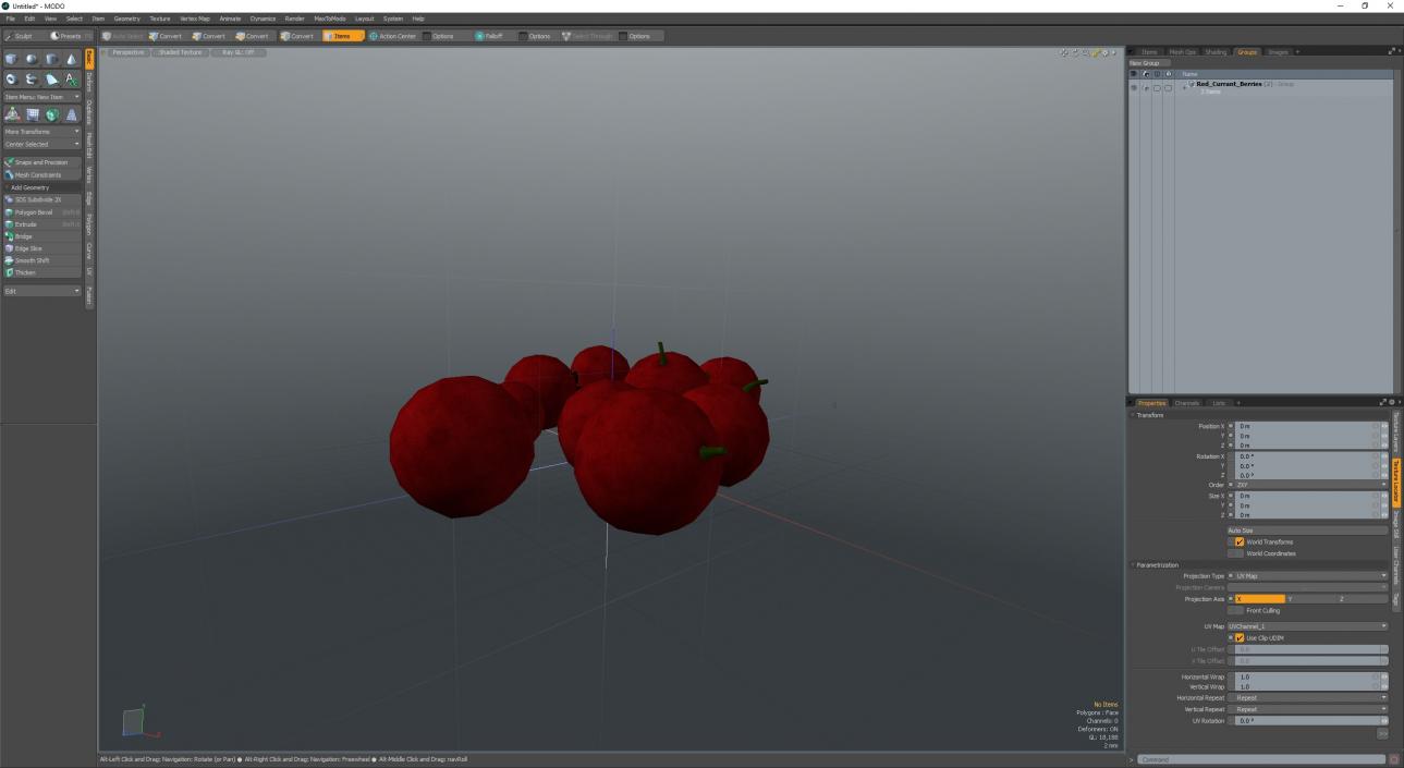 Red Currant Berries 3D model