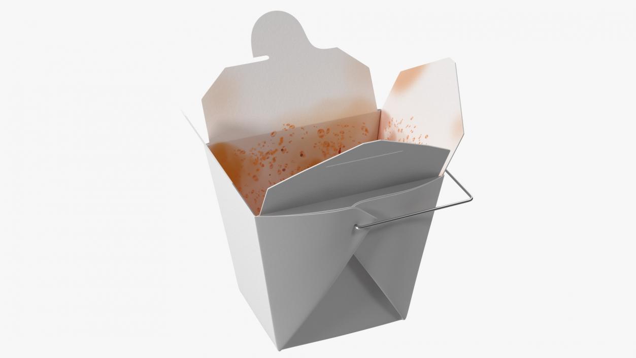 Paper Take Out Food Container 32 Oz Opened 3D