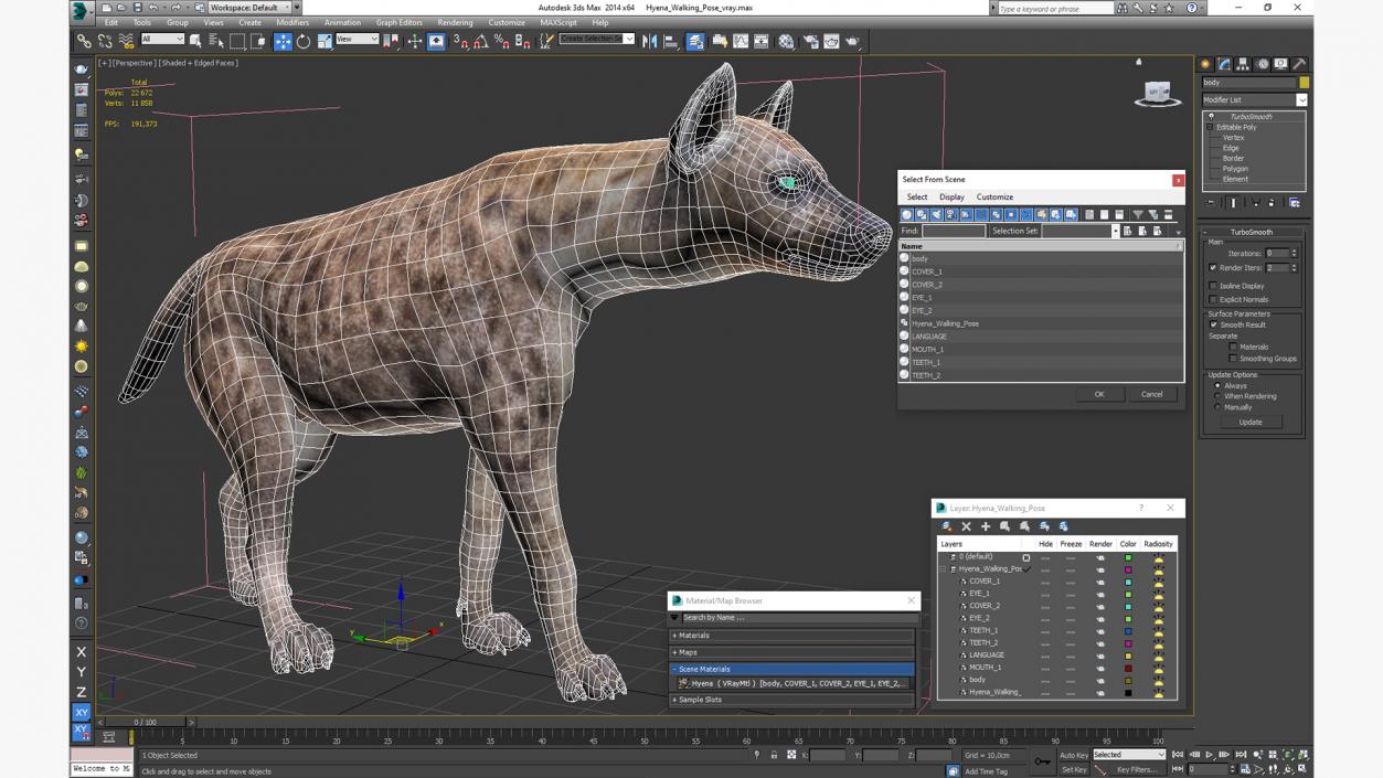 3D Hyena Walking Pose model