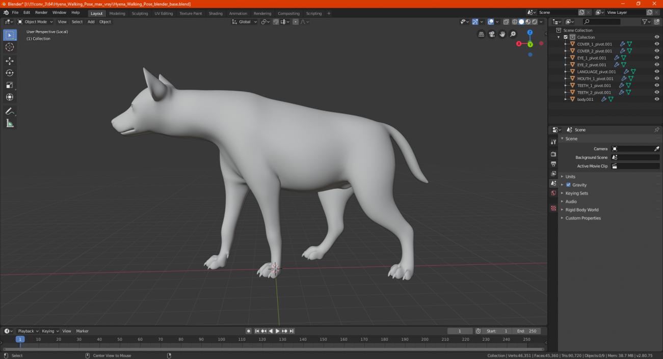 3D Hyena Walking Pose model