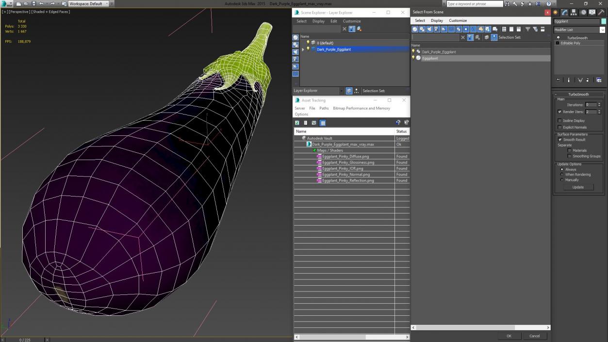 3D model Dark Purple Eggplant