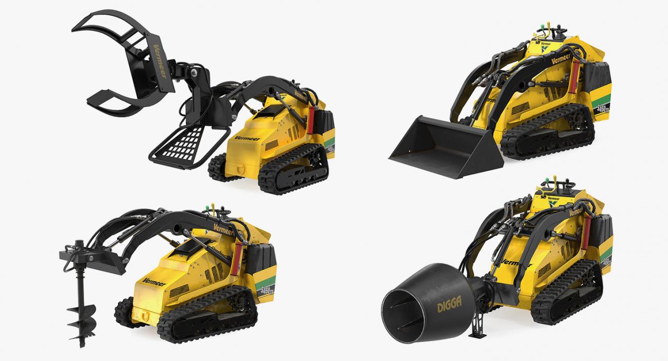 3D Mini Skid Steer Vermeer Rigged 3D Models Collection