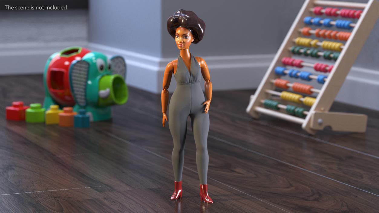 3D Toy Doll Curvy Brunette Dressed