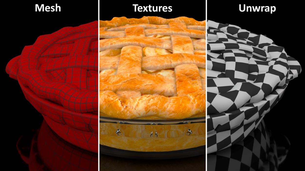 Lattice Apple Pie With Glass Pan 3D