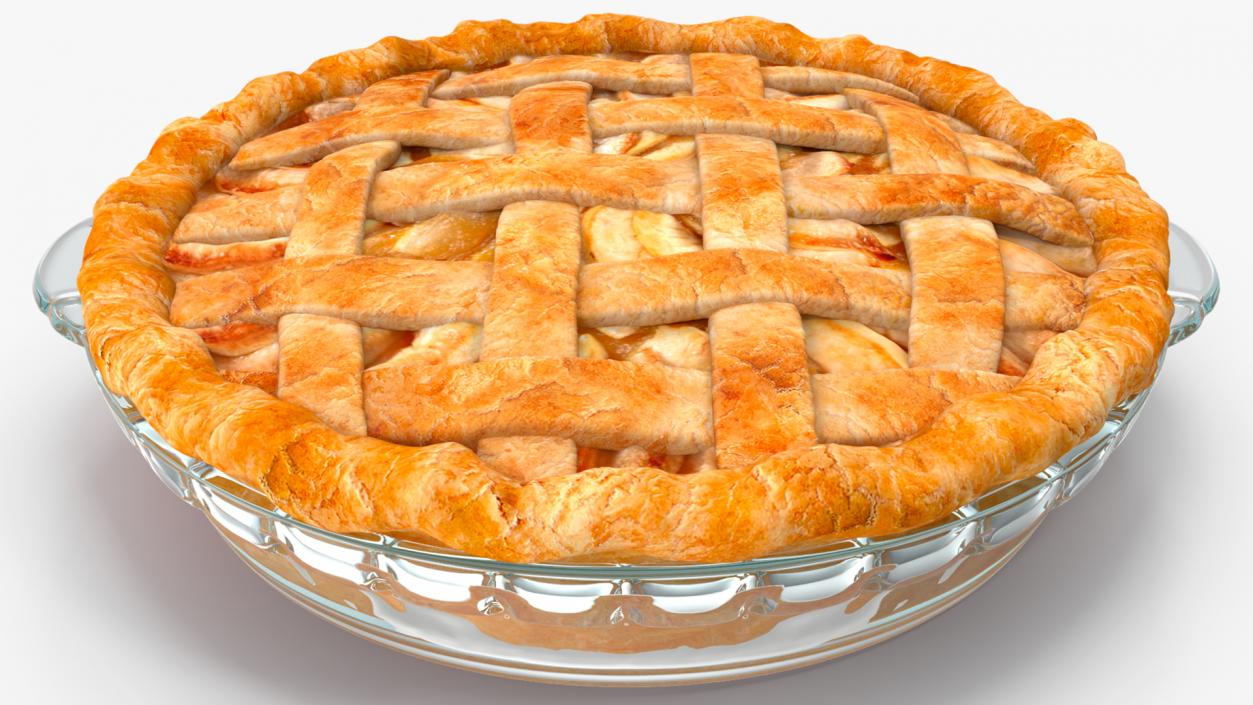 Lattice Apple Pie With Glass Pan 3D