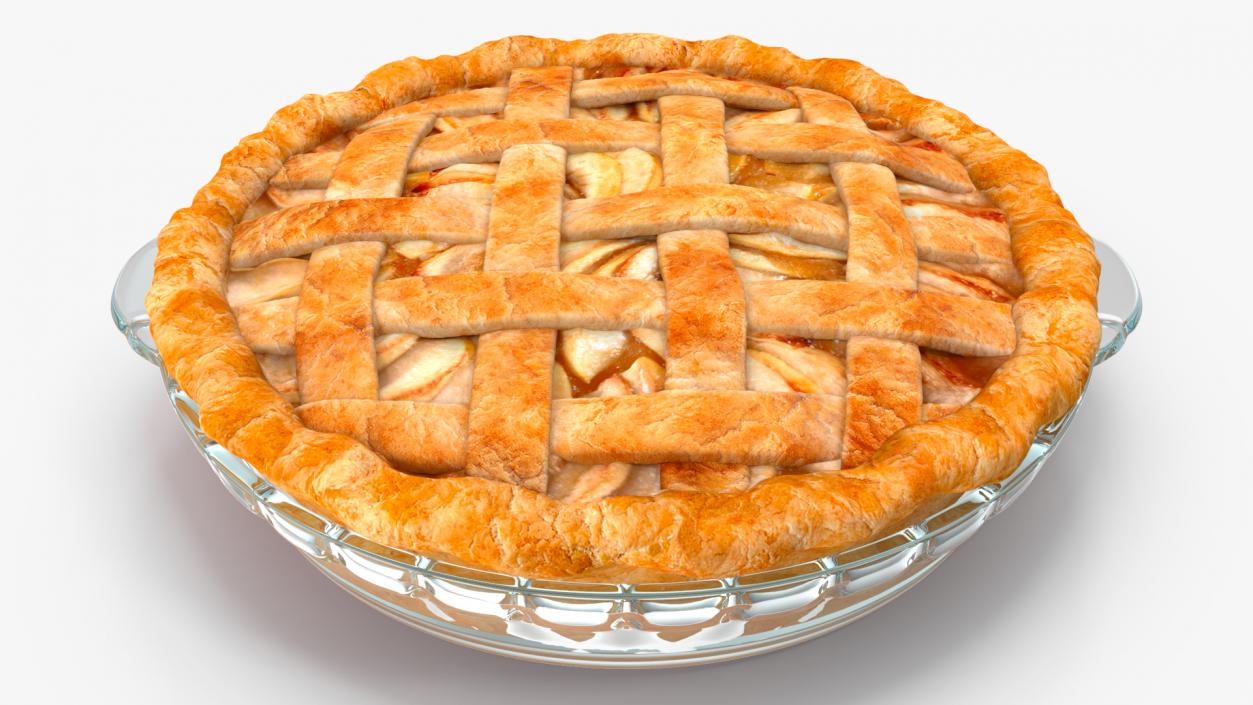 Lattice Apple Pie With Glass Pan 3D