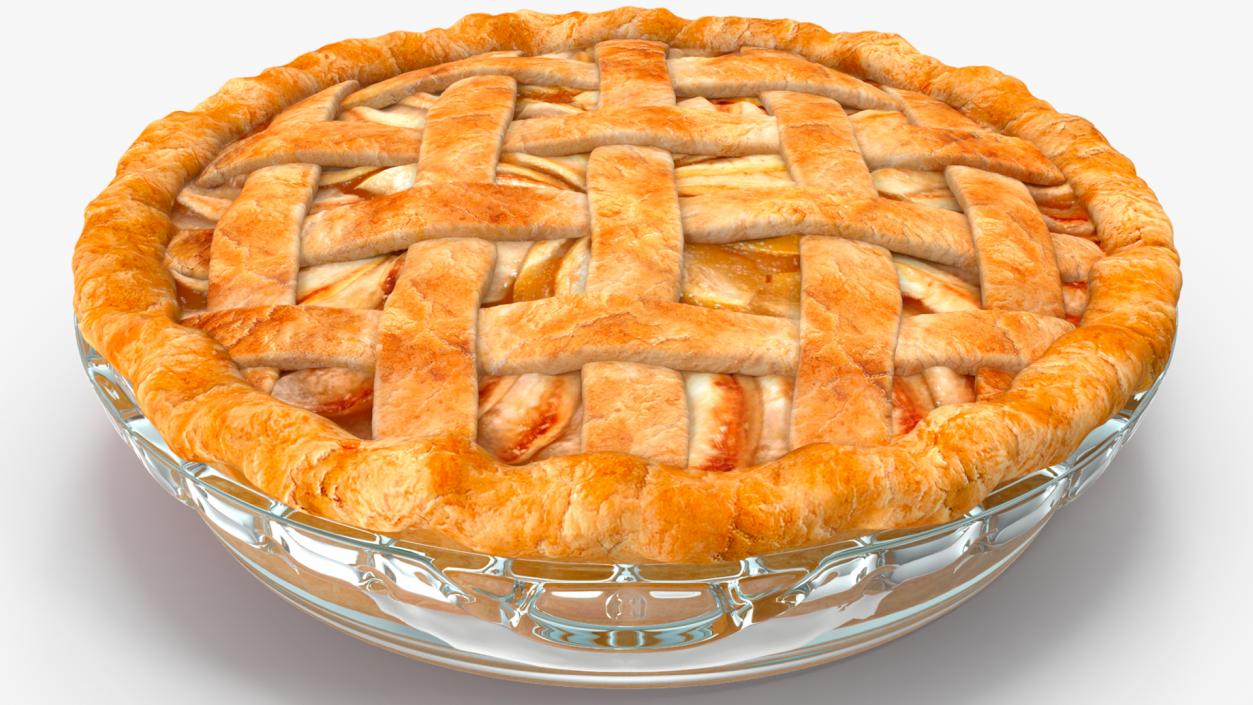 Lattice Apple Pie With Glass Pan 3D