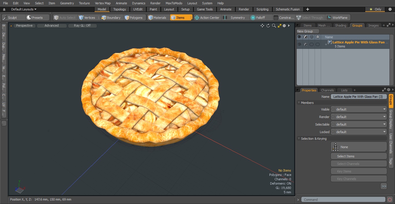 Lattice Apple Pie With Glass Pan 3D