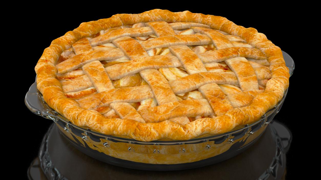 Lattice Apple Pie With Glass Pan 3D