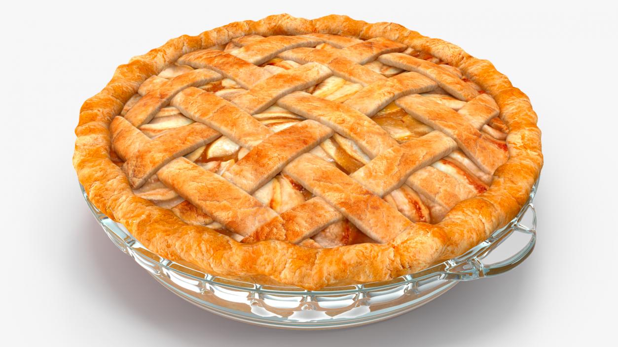 Lattice Apple Pie With Glass Pan 3D