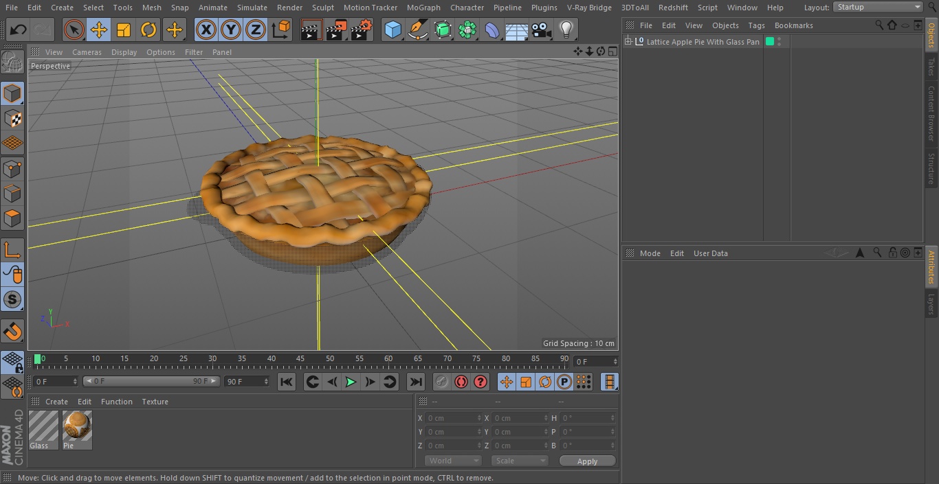 Lattice Apple Pie With Glass Pan 3D