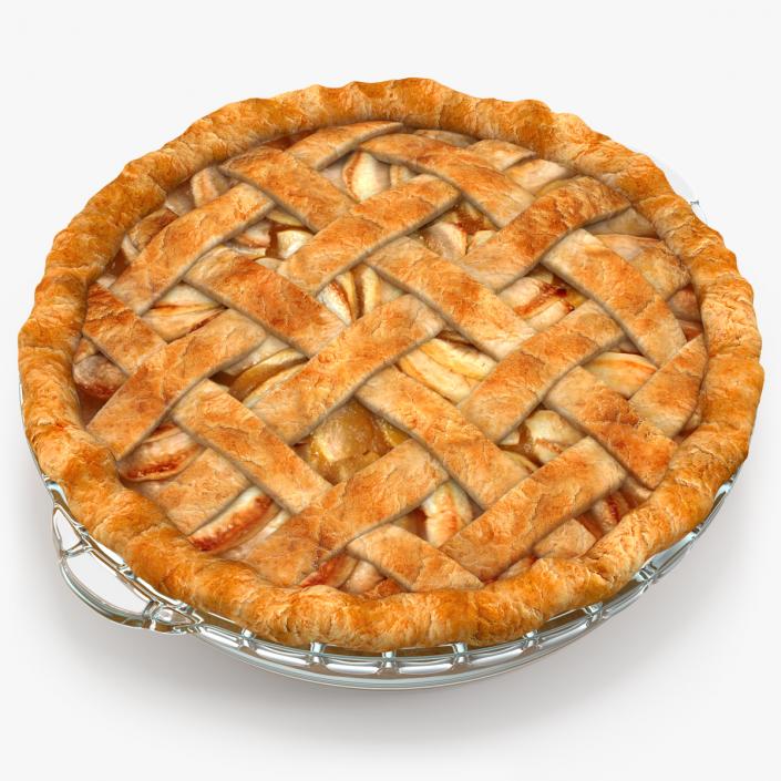 Lattice Apple Pie With Glass Pan 3D