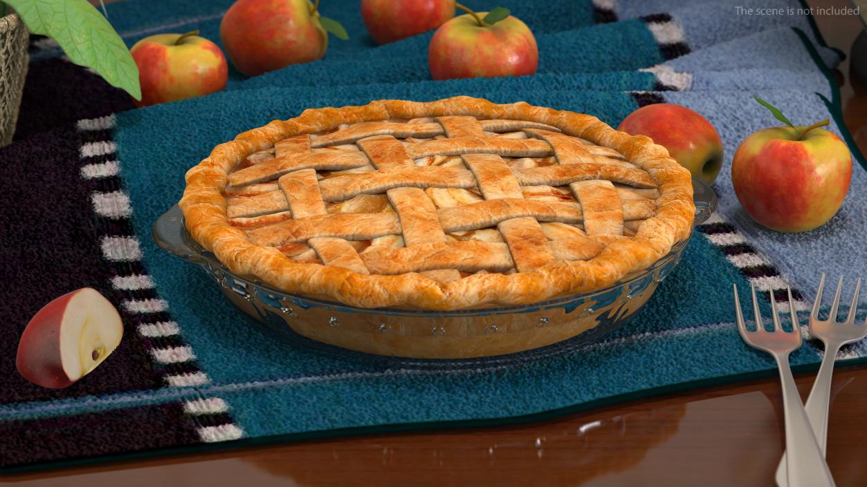 Lattice Apple Pie With Glass Pan 3D