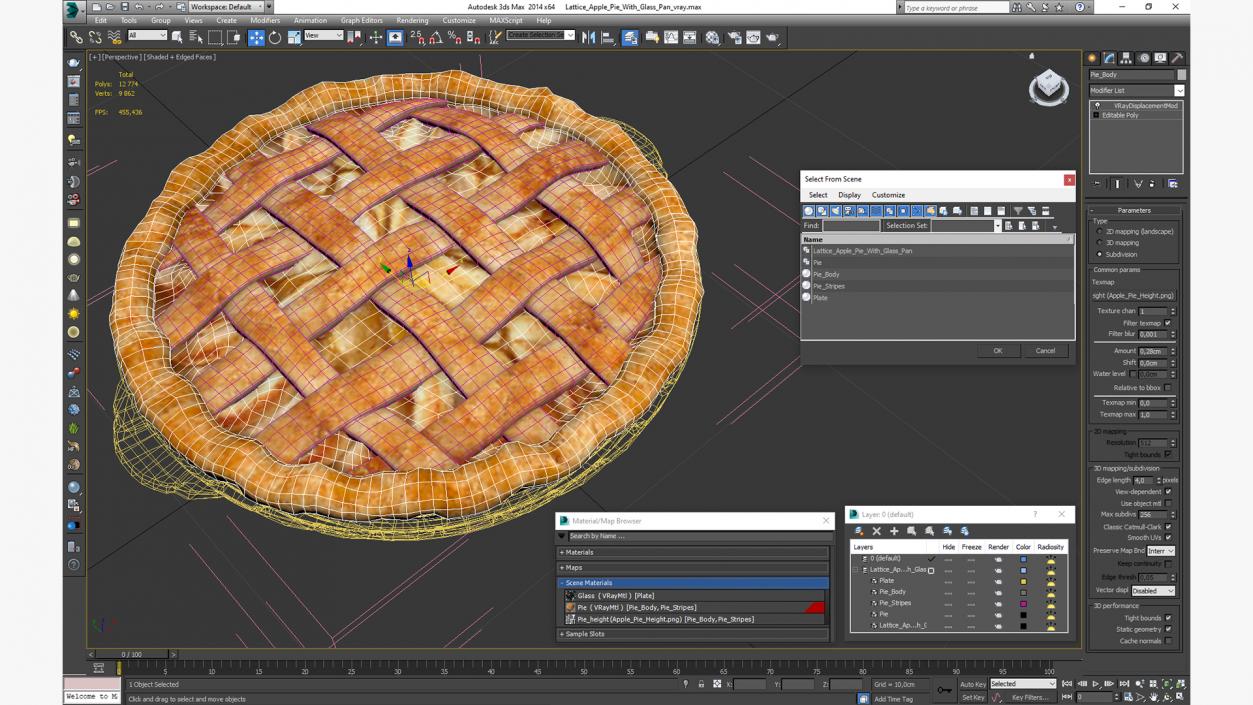 Lattice Apple Pie With Glass Pan 3D