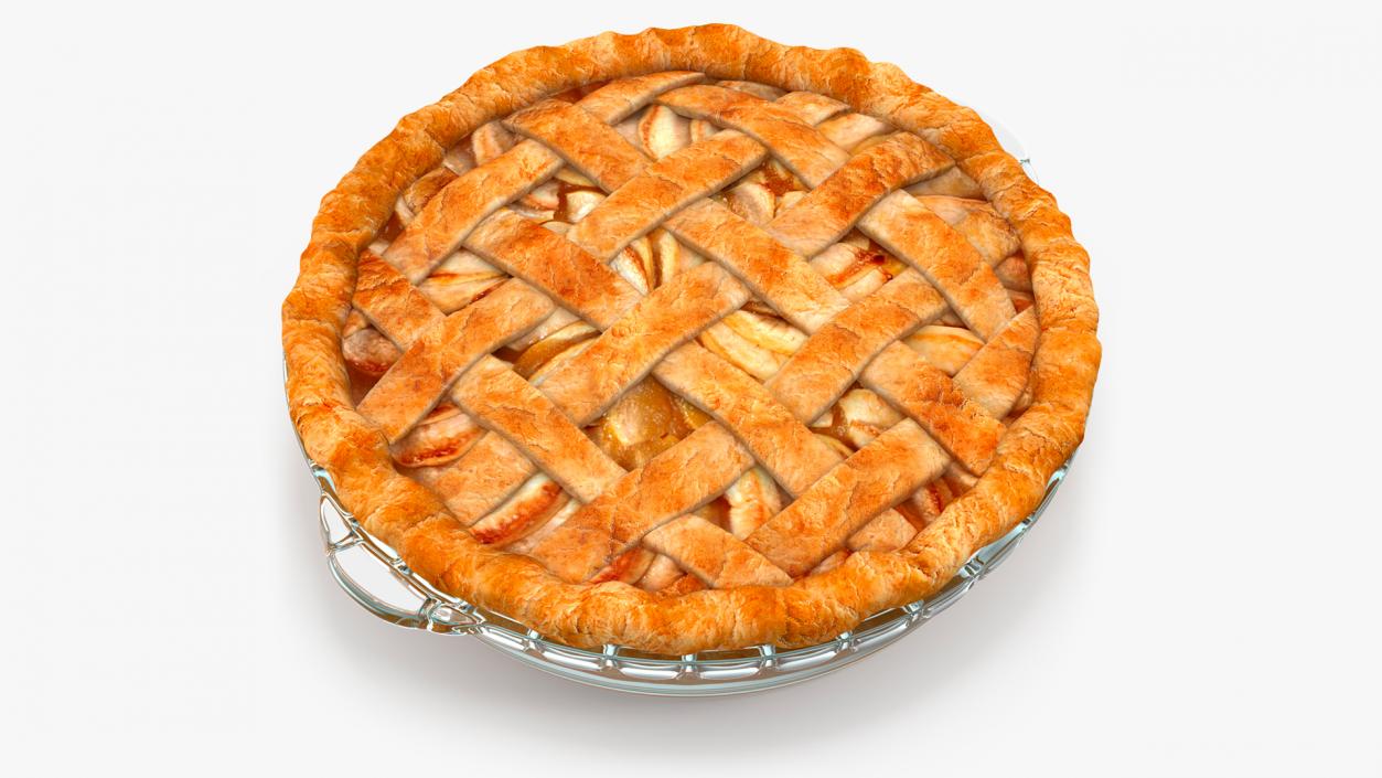 Lattice Apple Pie With Glass Pan 3D