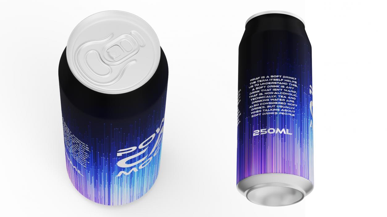 3D Power Drink Can Mockup 250ml Slim model