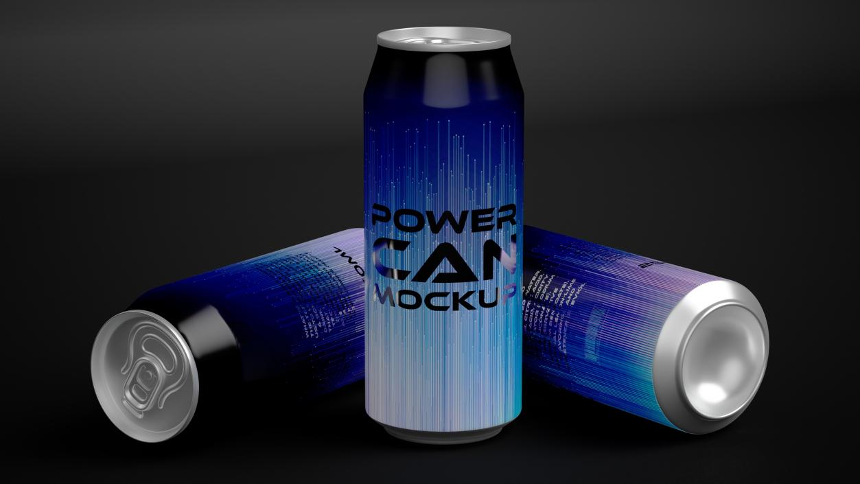 3D Power Drink Can Mockup 250ml Slim model