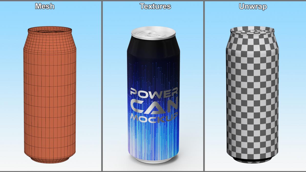 3D Power Drink Can Mockup 250ml Slim model