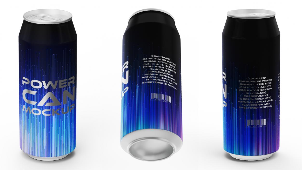 3D Power Drink Can Mockup 250ml Slim model