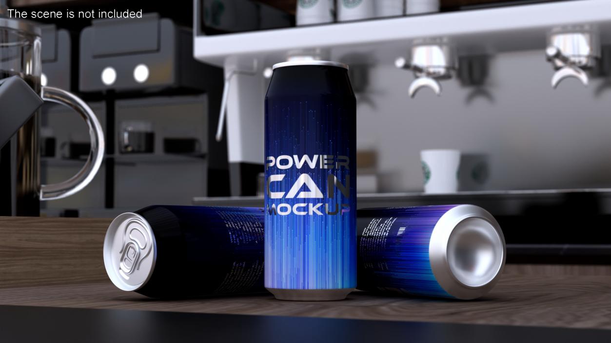 3D Power Drink Can Mockup 250ml Slim model