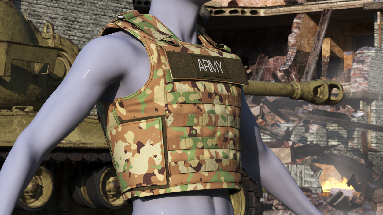 3D model Camo Army Body Armor Carrier 2