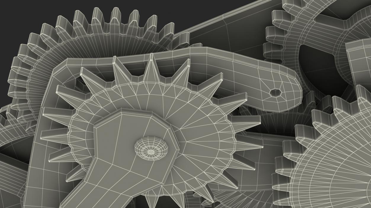 3D Cog Gears Mechanism Silver