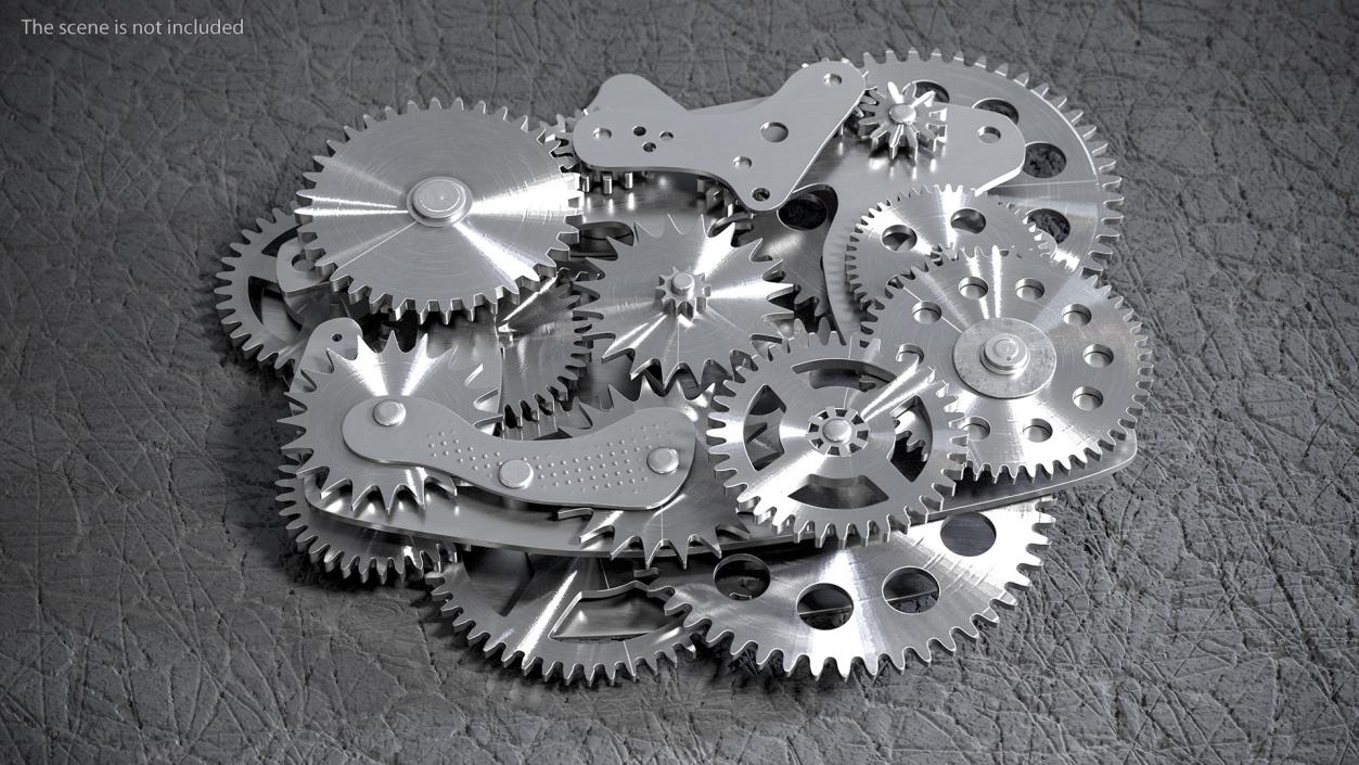 3D Cog Gears Mechanism Silver