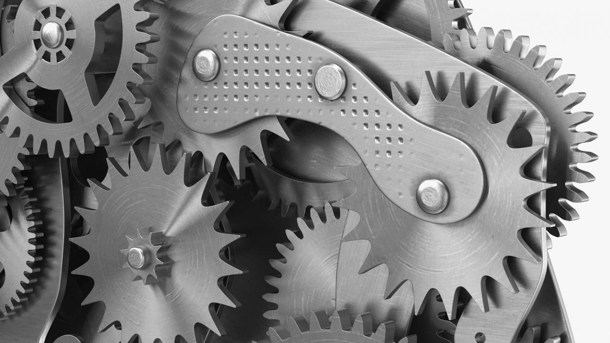 3D Cog Gears Mechanism Silver